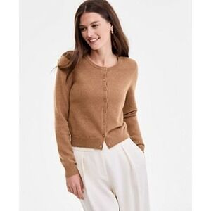 Charter Club Tan Button Front Long Sleeve Cardigan Sweater Size L